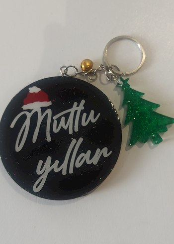Epoksi renkli Simli Yeni yıl anahtarlık - Görsel 4