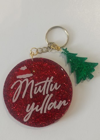 Epoksi renkli Simli Yeni yıl anahtarlık - Görsel 3
