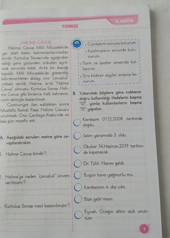 TÜMDERSLER Hafta Sonu Ödev Etkinlikleri 3. Sınıf - Görsel 3
