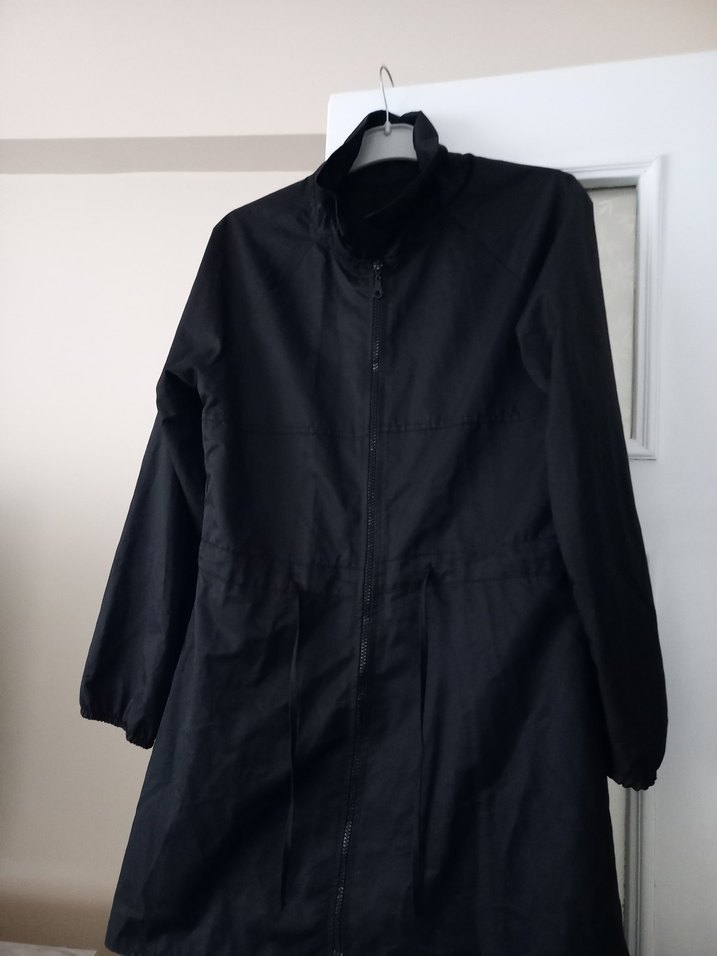 Siyah Midi Boy Kadın Yağmurluk - Görsel 2