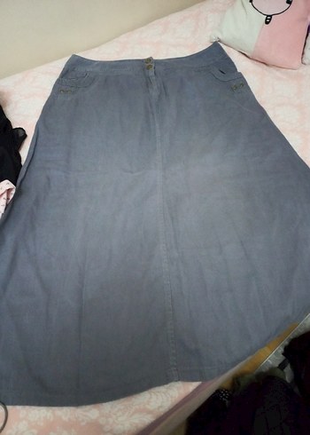 Düğmeli Gri Hamile Midi Etek - Görsel 2