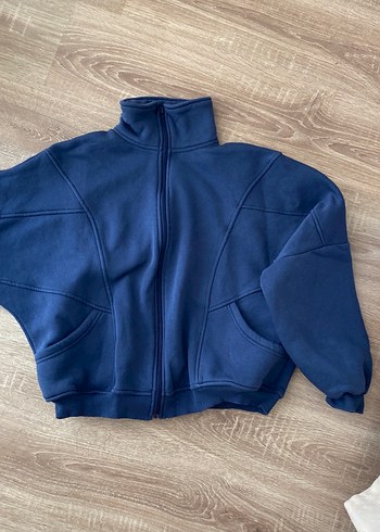 Kadın Mavi Fermuarlı Kısa Eşofman Takımı - Görsel 3