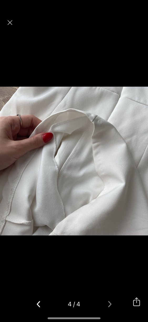 Dantel Detaylı Straplez Mini Beyaz Elbise - Görsel 4