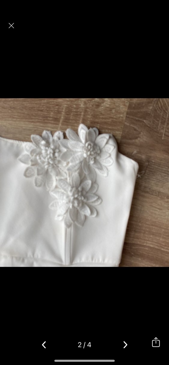 Dantel Detaylı Straplez Mini Beyaz Elbise - Görsel 2