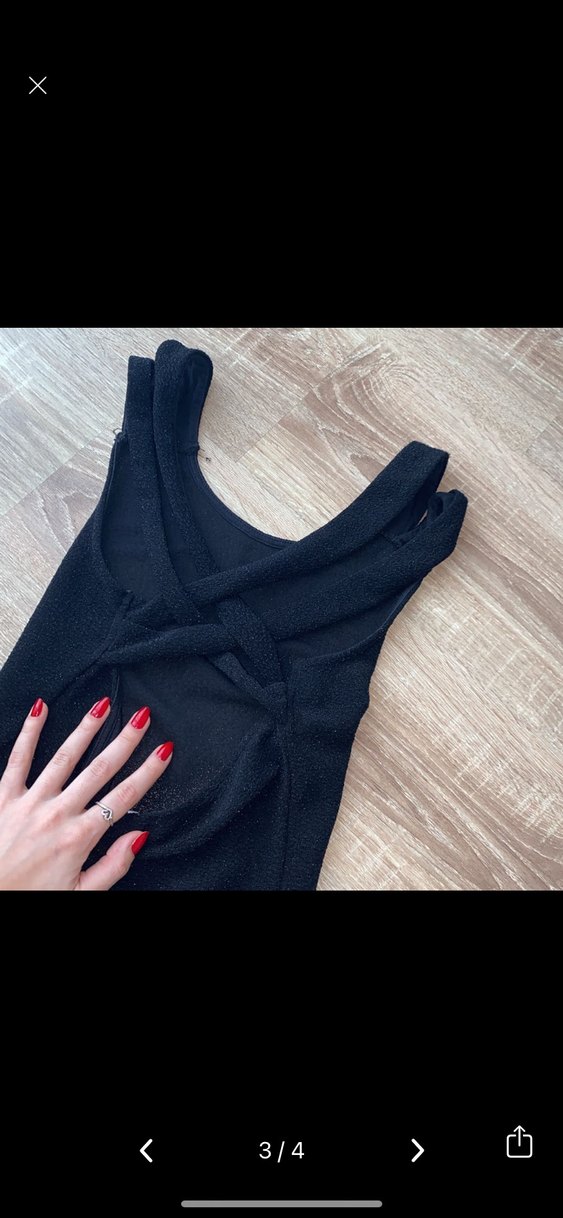 Mango sırt detaylı simli elbise - Görsel 3