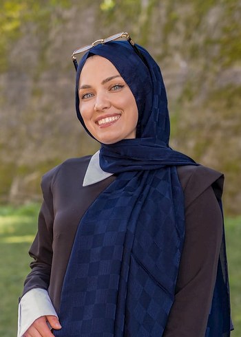 Lacivert Dökümlü Şal