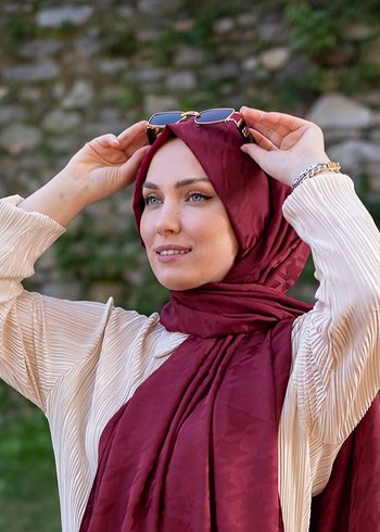 Bordo Kadın Şal Drapeli Bohem Tarzı