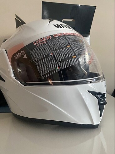 Virtue Çene Açılır Güneş Vizörlü Beyaz Kask M Beden Sıfır kutul - Görsel 7