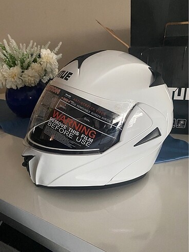 Virtue Çene Açılır Güneş Vizörlü Beyaz Kask M Beden Sıfır kutul - Görsel 13