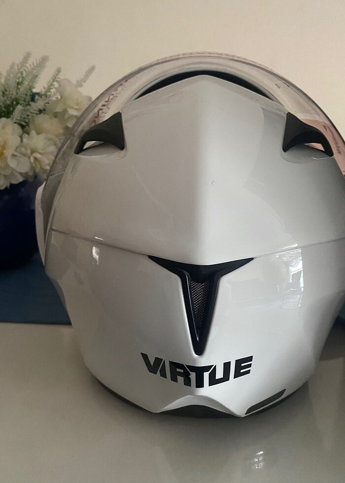 Virtue Çene Açılır Güneş Vizörlü Beyaz Kask M Beden Sıfır kutul - Görsel 4