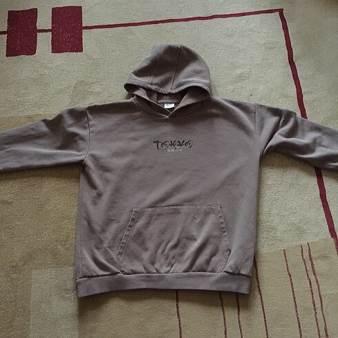 11-12 Yaş Beden camel Renk Vizon Kapişonlu Sweatshirt