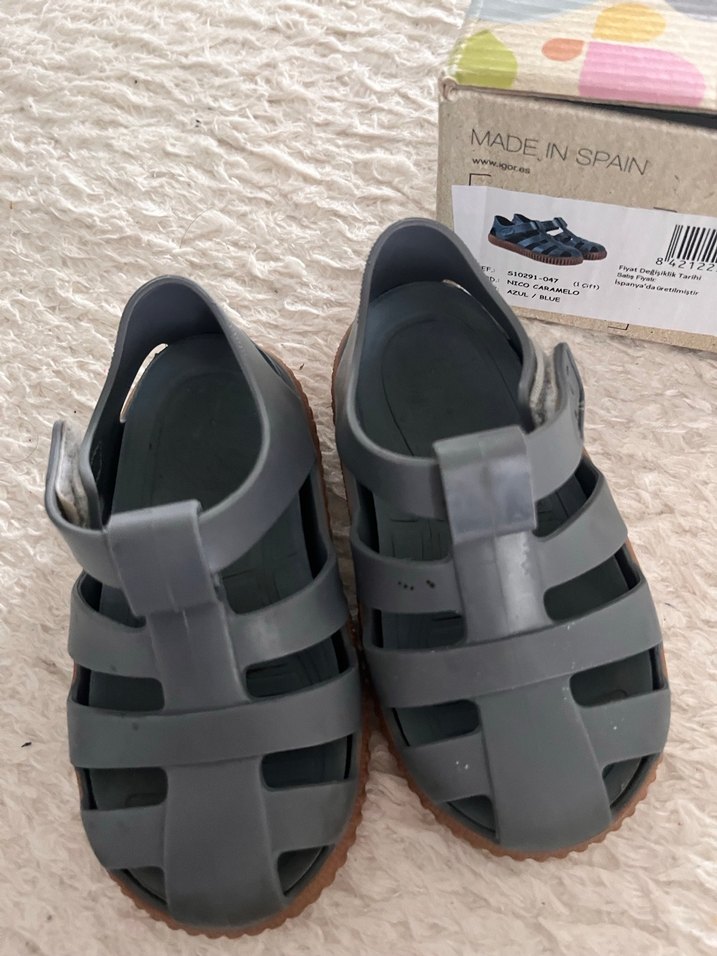 Gri Erkek Çocuk Kayışlı Terlik - Görsel 4