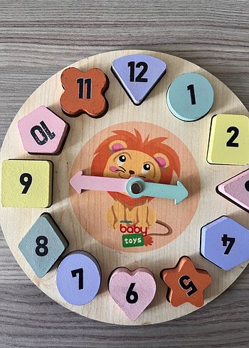 Renkli Ahşap Bebek Saat Oyuncağı - Görsel 2