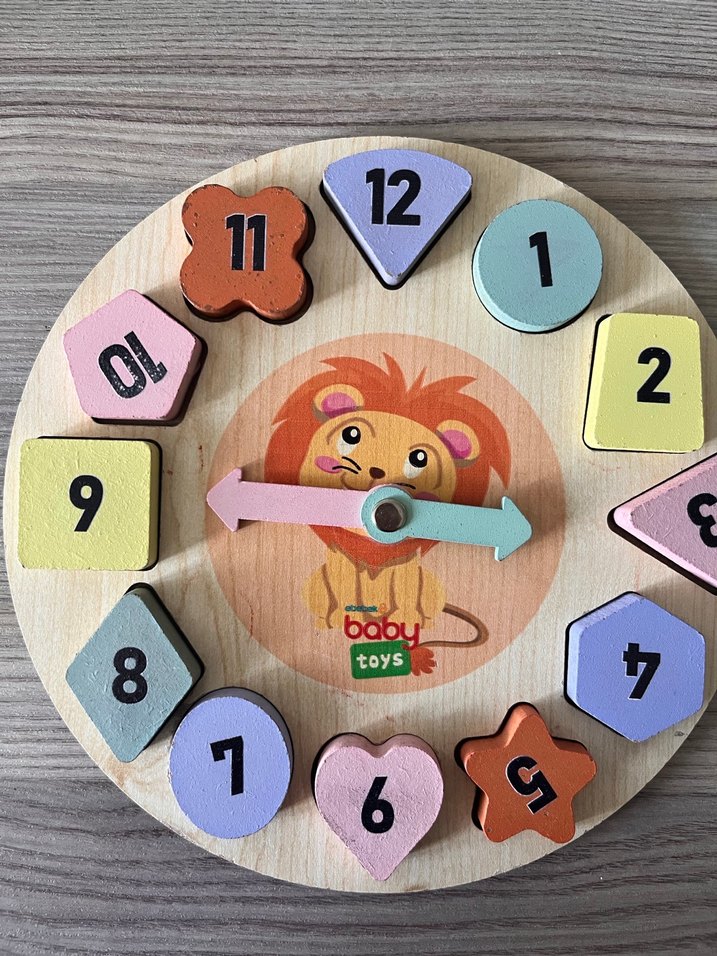 Renkli Ahşap Bebek Saat Oyuncağı - Görsel 2