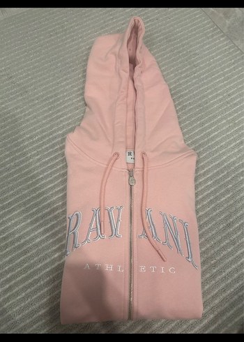 Pembe Kapüşonlu Fermuarlı Kadın Sweatshirt