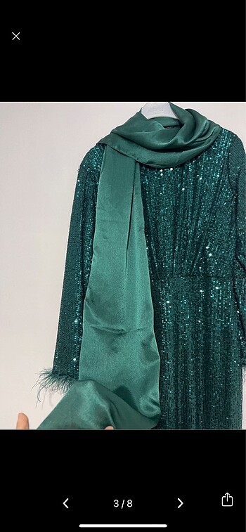 40 Beden Yesil Abiye ve Şal IKISI DE SIFIR URUN KULLANILMADI