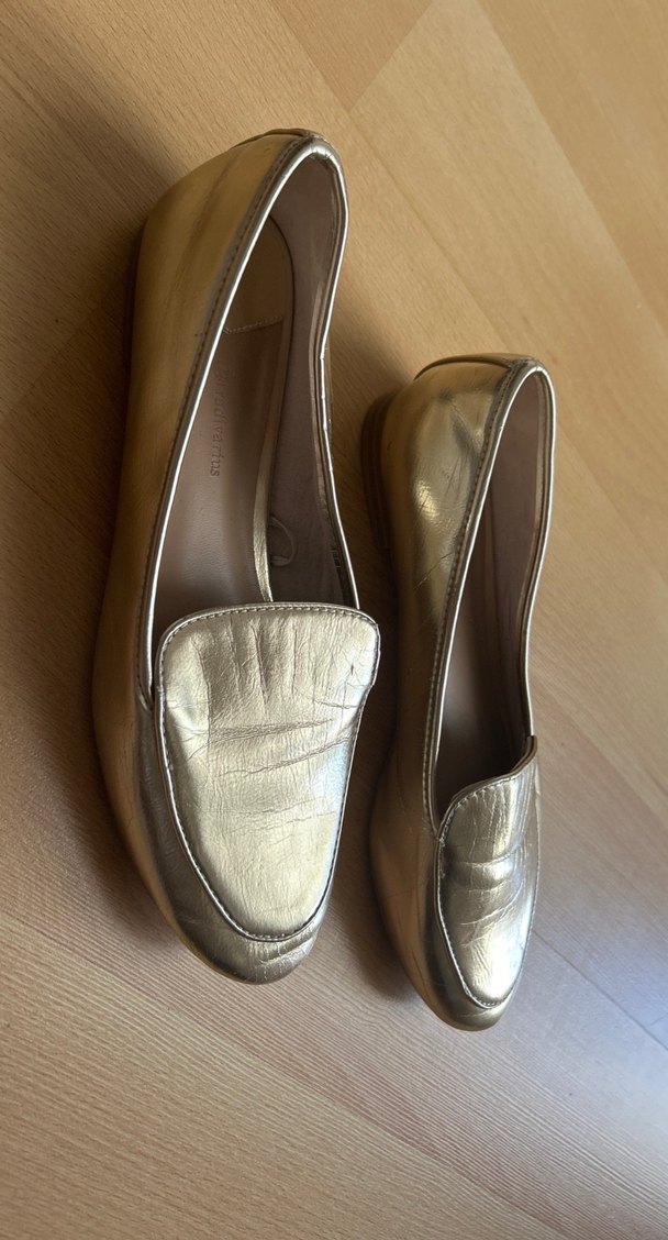 Stradivarius Metalık Altın Rengi Kadın Blok Topuklu Babet - Görsel 3