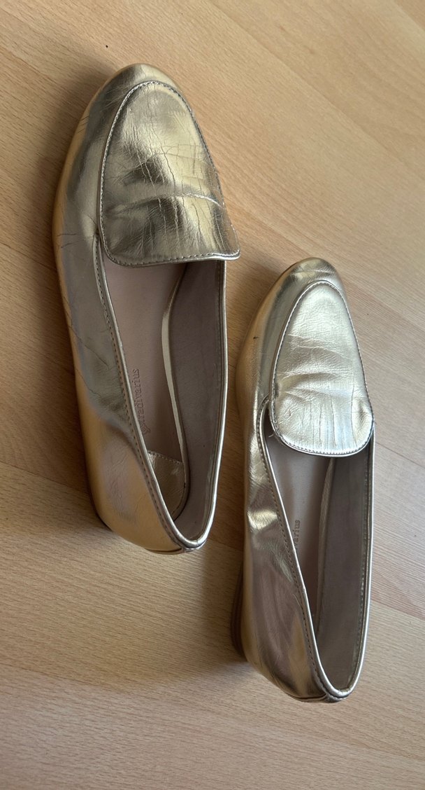 Stradivarius Metalık Altın Rengi Kadın Blok Topuklu Babet - Görsel 2