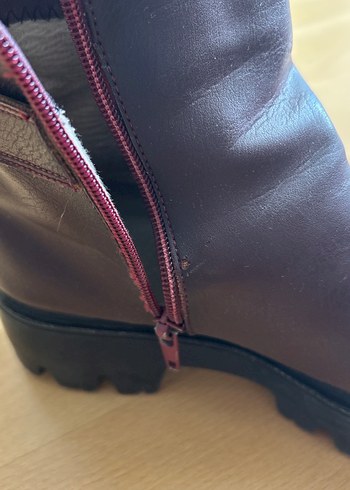 Bordo Fermuar Detaylı Topuklu Bot - Görsel 5