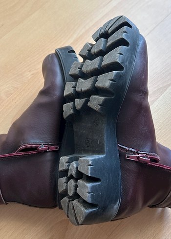 Bordo Fermuar Detaylı Topuklu Bot - Görsel 8