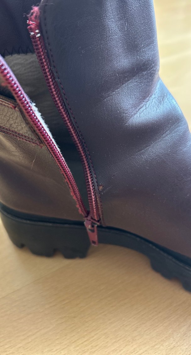 Bordo Fermuar Detaylı Topuklu Bot - Görsel 5