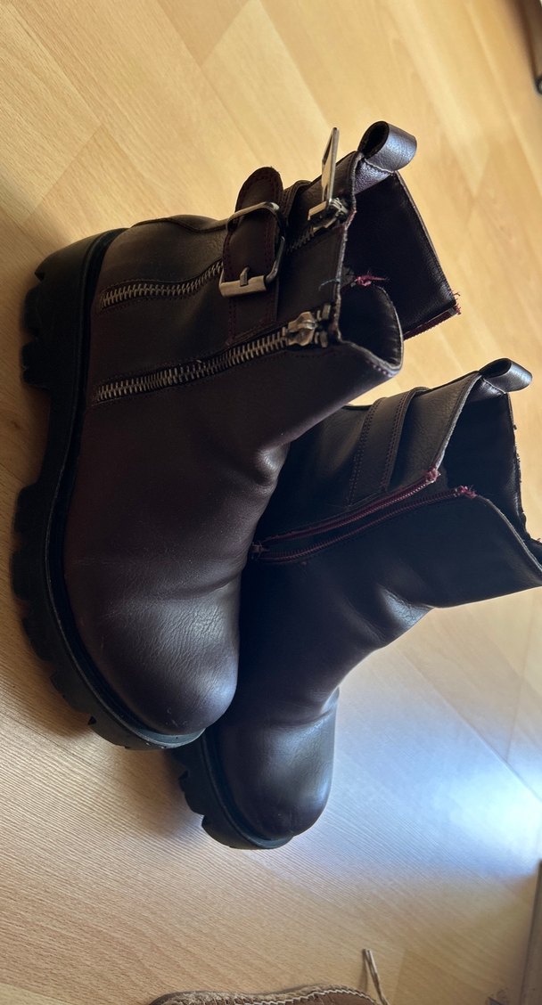 Bordo Fermuar Detaylı Topuklu Bot - Görsel 3