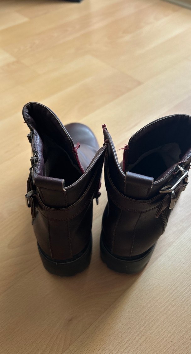 Bordo Fermuar Detaylı Topuklu Bot - Görsel 4