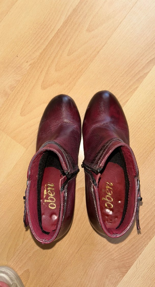 Bordo Deri Dolgu Topuklu Kadın Bot - Görsel 5