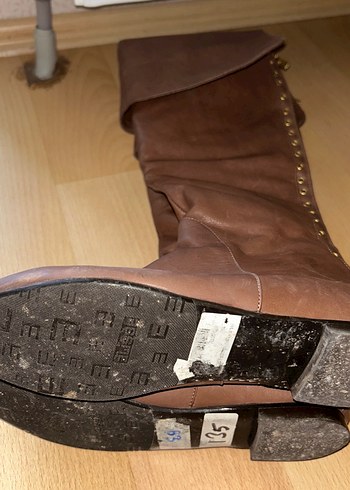 Kahverengi Uzun Halka Detaylı Deri Çizme - Görsel 5