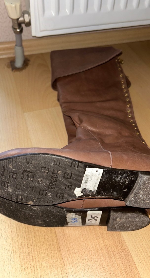 Kahverengi Uzun Halka Detaylı Deri Çizme - Görsel 5