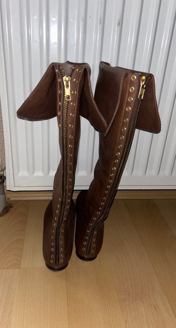 Kahverengi Uzun Halka Detaylı Deri Çizme - Görsel 3