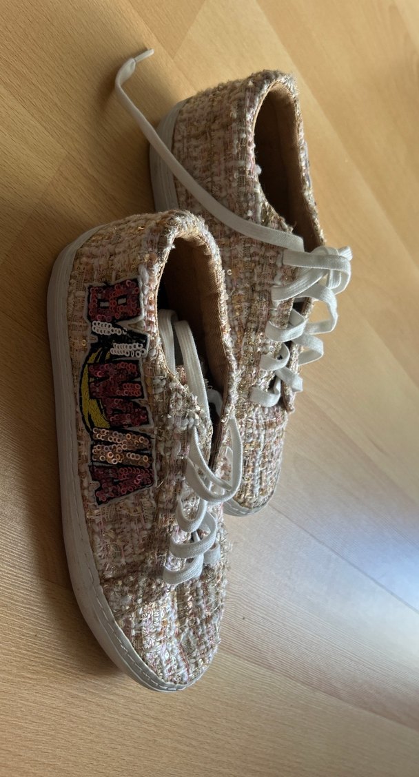 Zara Bej Pullu Dokumalı Kadın Spor Ayakkabı - Görsel 2