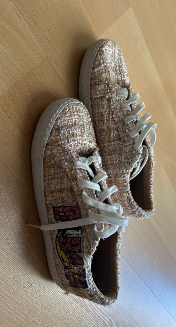 Zara Bej Pullu Dokumalı Kadın Spor Ayakkabı - Görsel 3