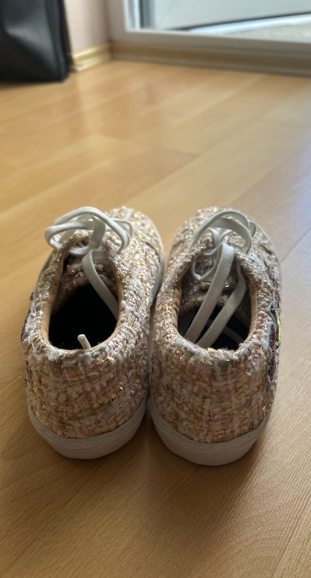 Zara Bej Pullu Dokumalı Kadın Spor Ayakkabı - Görsel 4