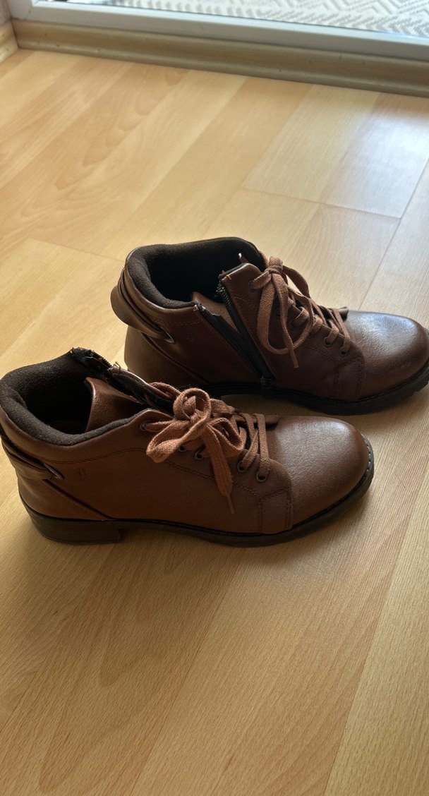 Kahverengi Deri Kadın Dolgu Topuklu Bot - Görsel 3