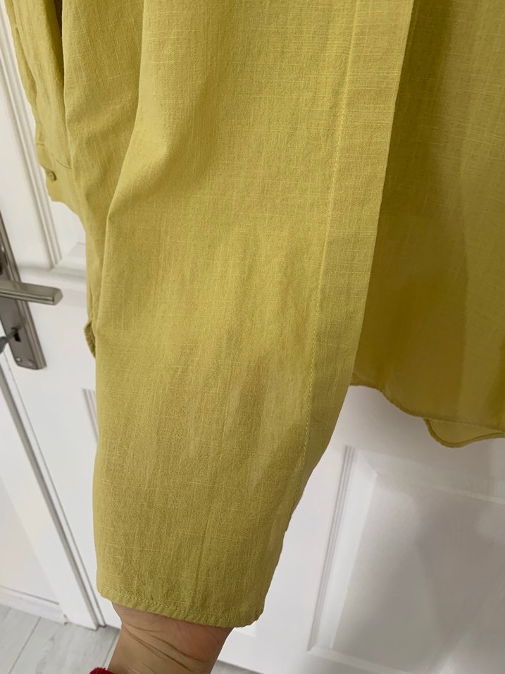 Sarı Keten Midi Kadın Gömlek - Görsel 5