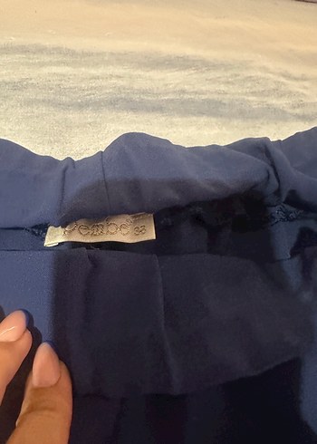 38 Beden lacivert Renk Lacivert Kadın Kumaş Pantolon Drapeli Midi Boy