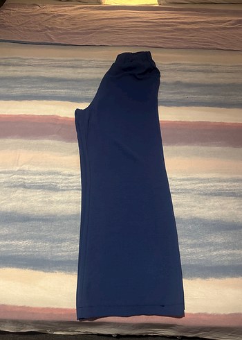 Lacivert Kadın Kumaş Pantolon Drapeli Midi Boy