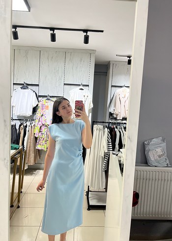 Mavi Drapeli Midi Elbise