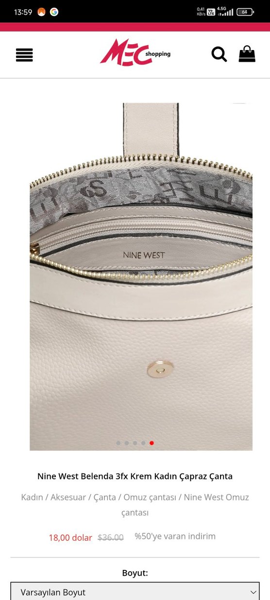 Nine West Zincir Detaylı Krem Kadın Çapraz Çanta - Görsel 2