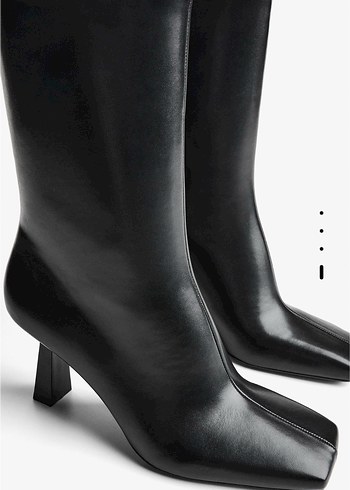 Siyah Deri İnce Topuklu Kadın Bot - Görsel 4