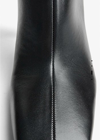 Siyah Deri İnce Topuklu Kadın Bot - Görsel 3