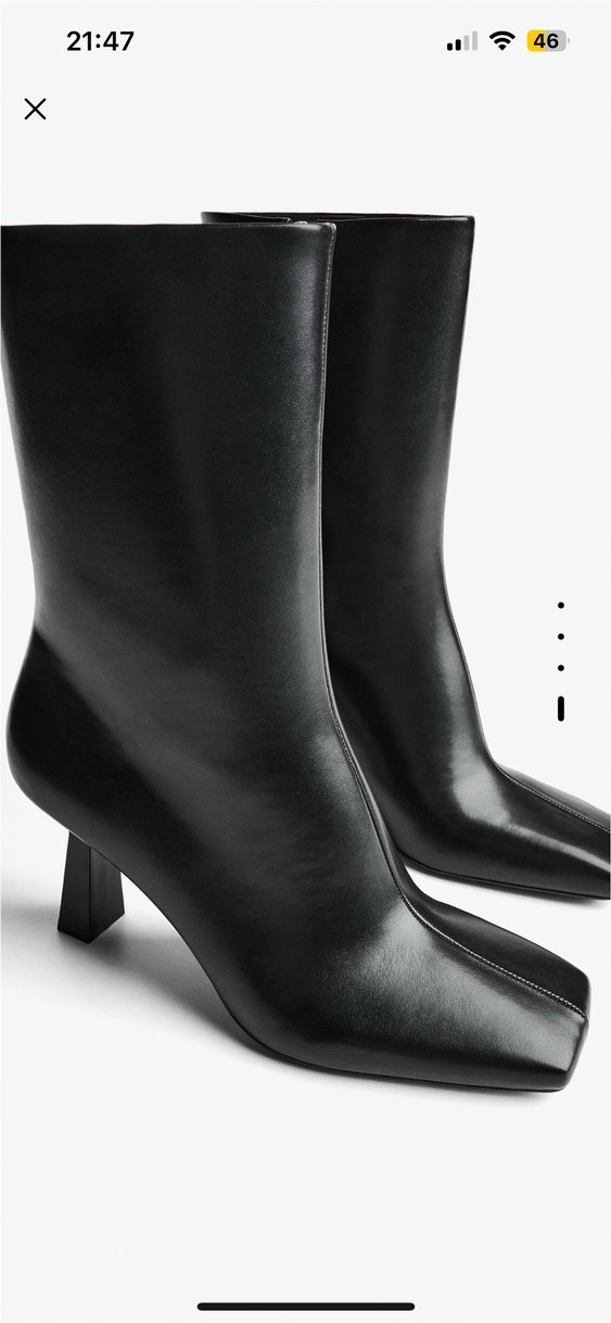 Siyah Deri İnce Topuklu Kadın Bot - Görsel 4