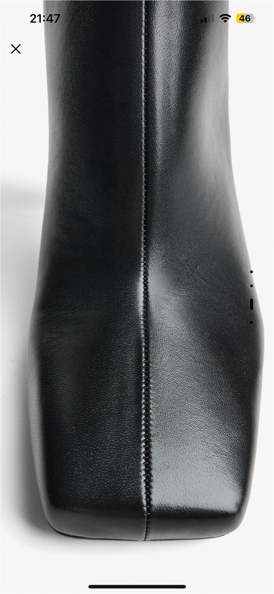 Siyah Deri İnce Topuklu Kadın Bot - Görsel 3