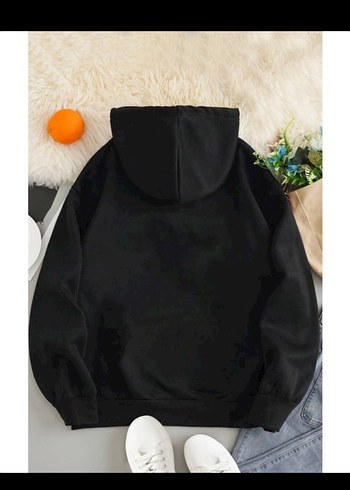 Siyah Kapüşonlu Panda Baskılı Sweatshirt - Görsel 2