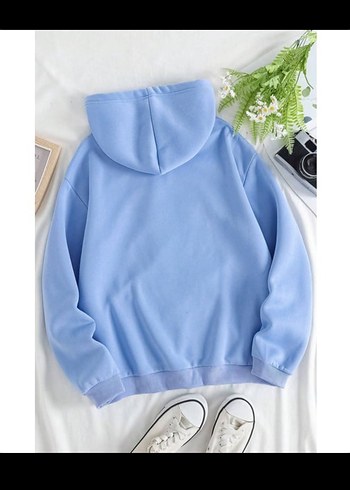 Mavi Kapüşonlu Panda Baskılı Sweatshirt - Görsel 2