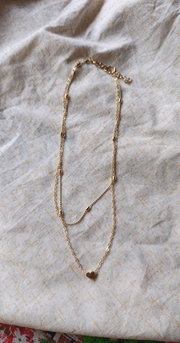 Zincir Detaylı Altın Renkli Midi Kolye - Görsel 2