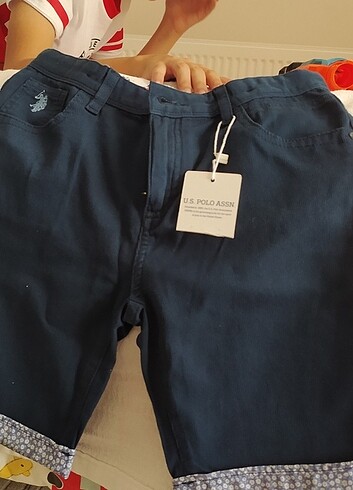 11-12 Yaş Beden Uspa erkek çocuk keten şort 