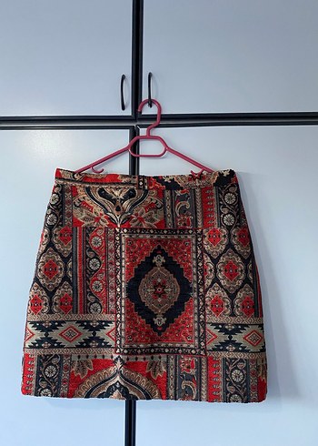 Quzu Desenli Kemerli Mini Bohem Etek