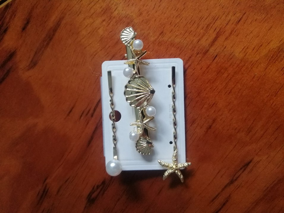 İnci ve Deniz Temalı Altın Saç Tokası Seti - Görsel 3